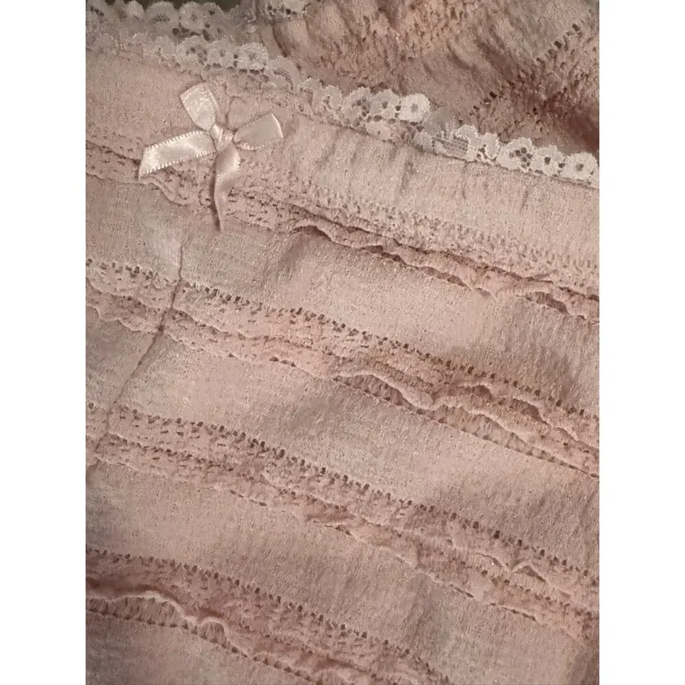 Y2K For Justify Blush Pink Lace Trim Micro Bloomer Shorts Size L Coquette Ballet